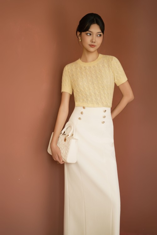 Sixdo Cream Tuytsi Loose Skirt